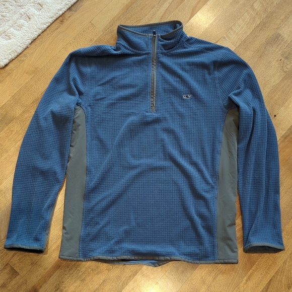 Vineyard Vines Other - Vineyard Vines Grid Fleece 1/4 Zip Mens Medium (Blue/Grey)